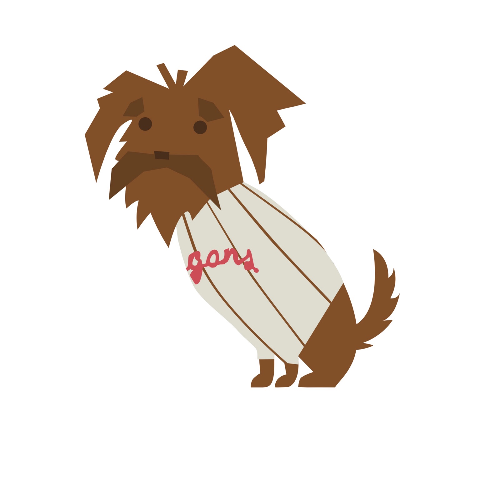 Character design for the Picturehouse dog — a terrier in a vintage baseball jersey