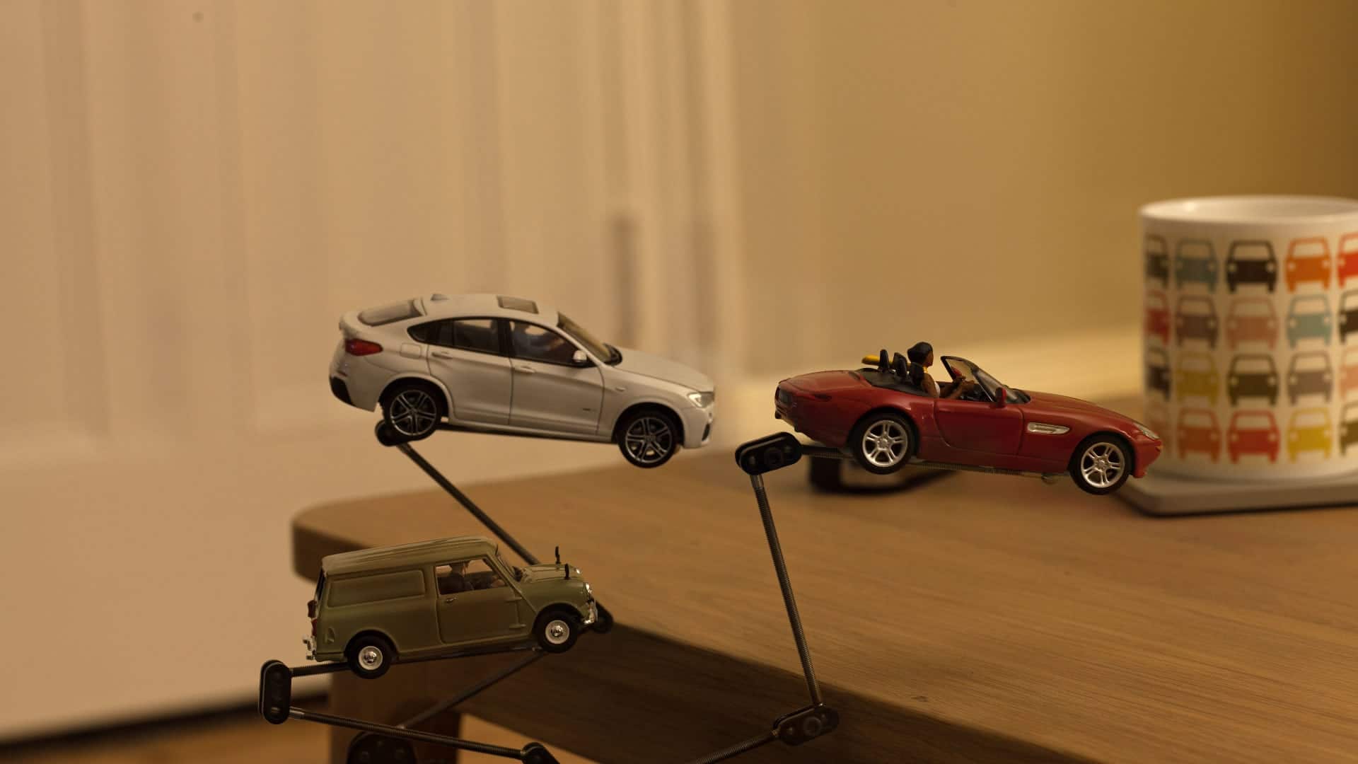 Stop motion model car jump with rigs